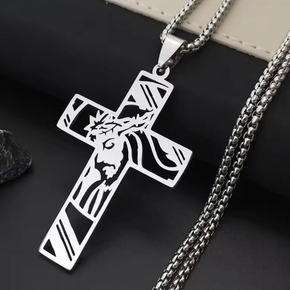 Crucifix Cross Necklace Crown of Thorns Jesus Christmas Men's Birthday Gift NEW!